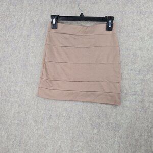 Hot Gal Womens Tan Bandage Skirt Small Stretch Blend Polyester/Rayon/Spandex